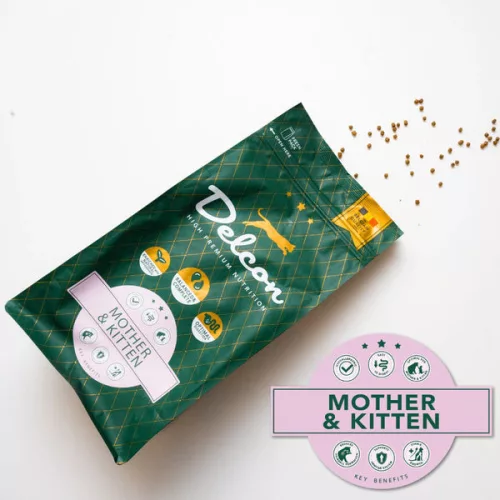 Delcon Kitten Hypoallergén Hairball macskatáp kölyök és anya 8,75 kg