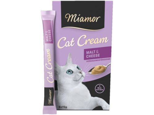 Miamor Cat Cream malátakrémmel & sajttal szőrlabdaképződés ellen 6x15g