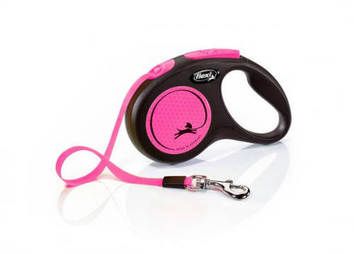 Flexi New Neon "S" pink szalagos automata póráz 5m