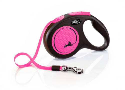 Flexi New Neon "M" pink szalagos automata póráz 5m