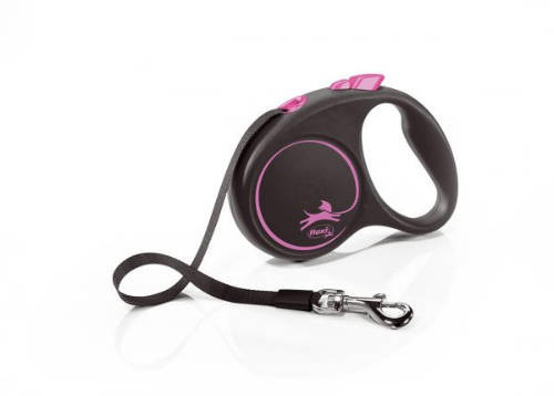 Flexi Black Design "S" pink szalagos automata póráz 5m
