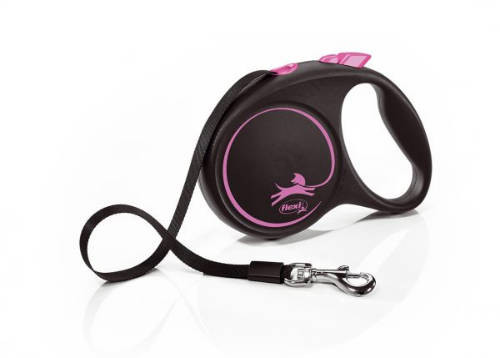 Flexi Black Design "M" pink szalagos automata póráz 5m