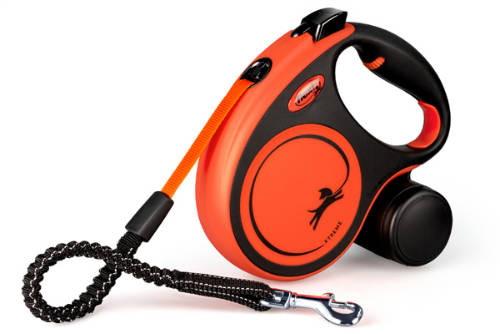 Flexi Xtreme "S" black/orange szalagos automata póráz 5m max:20kg