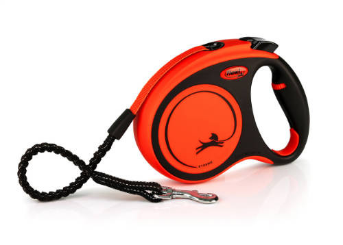 Flexi Xtreme "M" black/orange szalagos automata póráz 5m max:35kg