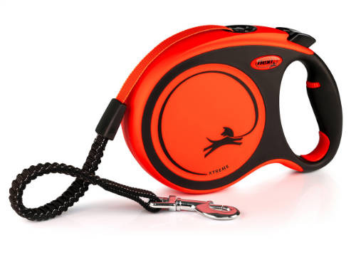 Flexi Xtreme "L" fekete-narancsszín szalagos automata póráz 8m