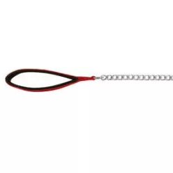   Trixie Chain lánc póráz bőr markolattal piros 100cm/3mm m-l