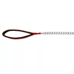 Trixie Chain lánc póráz bőr markolattal piros 100cm/3mm m-l