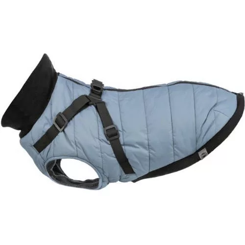 Trixie Coat Pontis with Harness - kabát hámmal kék-szürke vízlepergős