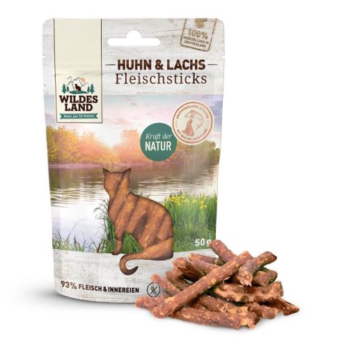 Wildes Land csirke, lazac hússticks macskáknak - jutalomfalat 50 g