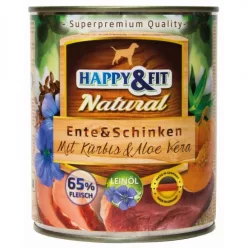   Happy&Fit Natural Dog Konzerv Kacsa & Sonka Sütőtökkel & Aloe Verával