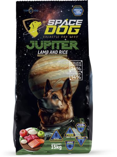 Space Dog Jupiter Hypoallergén Bárány, Rizs felnőtt kutyatáp 15 kg