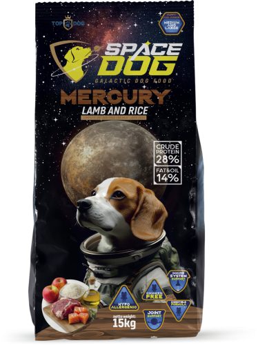 Space Dog Mercury Hypoallergén Puppy-Junior Bárány Rizs kutyatáp 15 kg