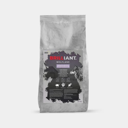 Brilliant wolfland pork and rice szuperprémium adult medium 20kg