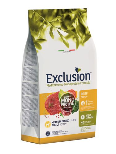 Exclusion Mediterraneo Monoprotein Noble Grain Adult Beef Medium 12kg