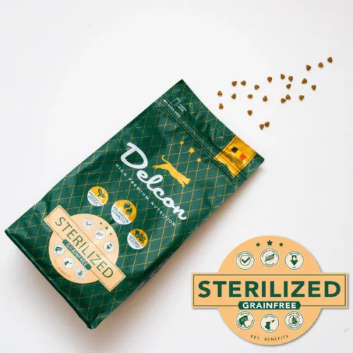 Delcon Cat Sterilized Hypoallergén Hairball Prémium macskatáp 8,75kg