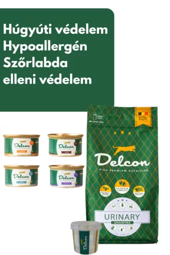 Delcon Cat Urinary Hypoallergén Hairball Prémium macskatáp Próbacsomag