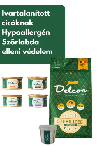 Delcon Cat Sterilized Hypoallergén Hairball macskatáp Próbacsomag