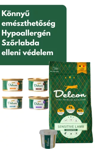 Delcon Cat Sensitive Lamb Hypoallergén Hairball macskatáp Próbacsomag