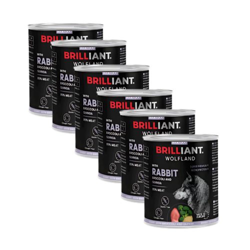 6X800 g Brilliant Wolfland Nyúl Brokkoli Quinoa kutya konzerv