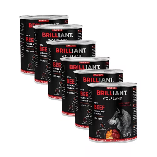 6X800 g Brilliant Wolfland Marha Sütőtök Quinoa kutya konzerv