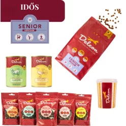   Delcon Senior kutyatáp csomag idős kutyáknak jutalomfalat válogatással
