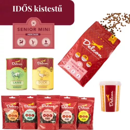 Delcon Senior Mini kutyatáp csomag jutalomfalat válogatással