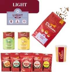   Delcon Light kutyatáp csomag túlsúlyos kutya jutalomfalat válogatással