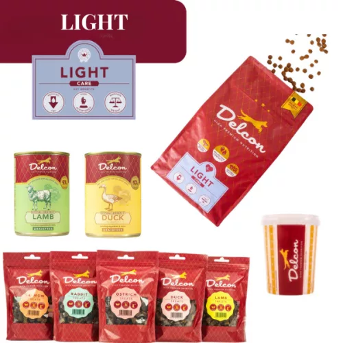 Delcon Light kutyatáp csomag túlsúlyos kutya jutalomfalat válogatással