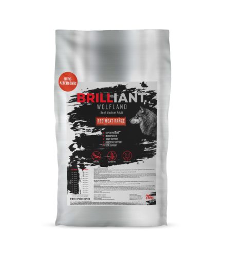 Brill Wolfland Hypoallergén Beef Medium Adult Prémium kutyatáp-20 kg